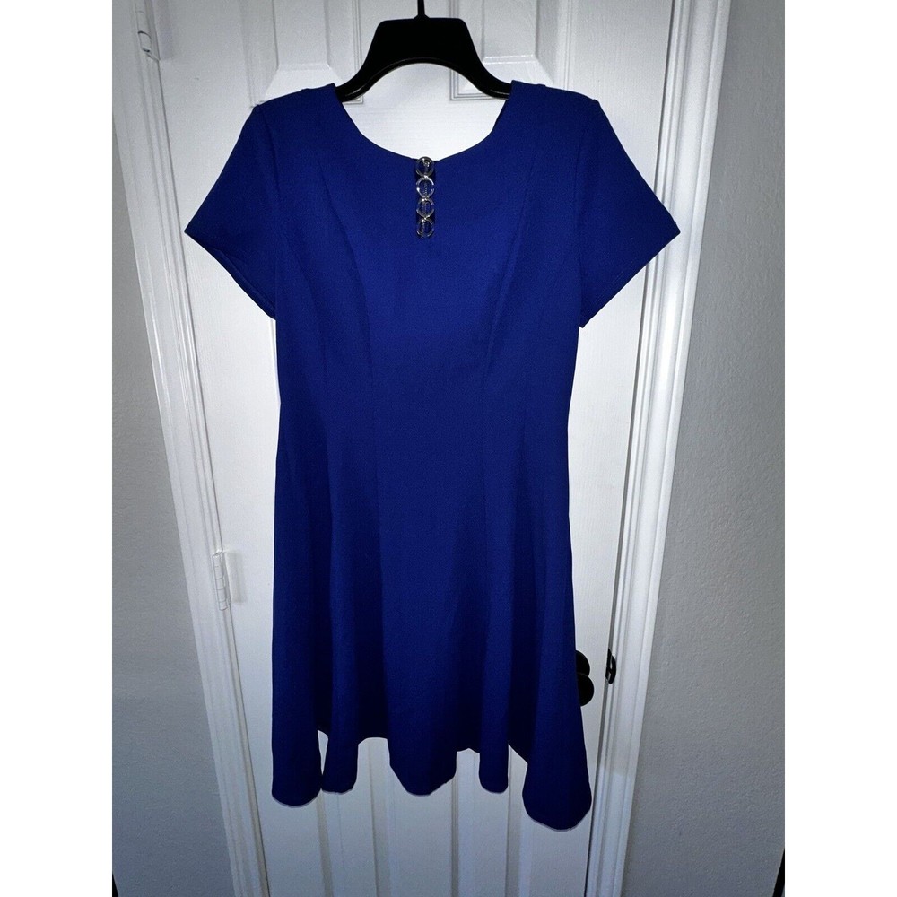 Alyx Dress Size 10 Knee Length Blue Short Sleeve Work Career Wear Elegant